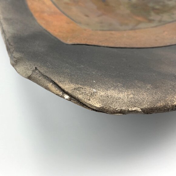 Signed Kimmberly Ioane 1992 Raku Ceramic Abstract Art Plate Wall Hanging Copper - Picture 9 of 14